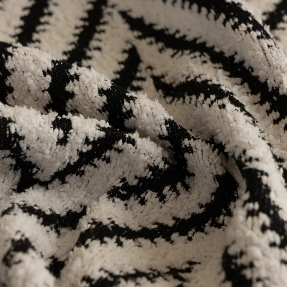 Chevron Visgraat Plaid Bankhoes Met Franjes