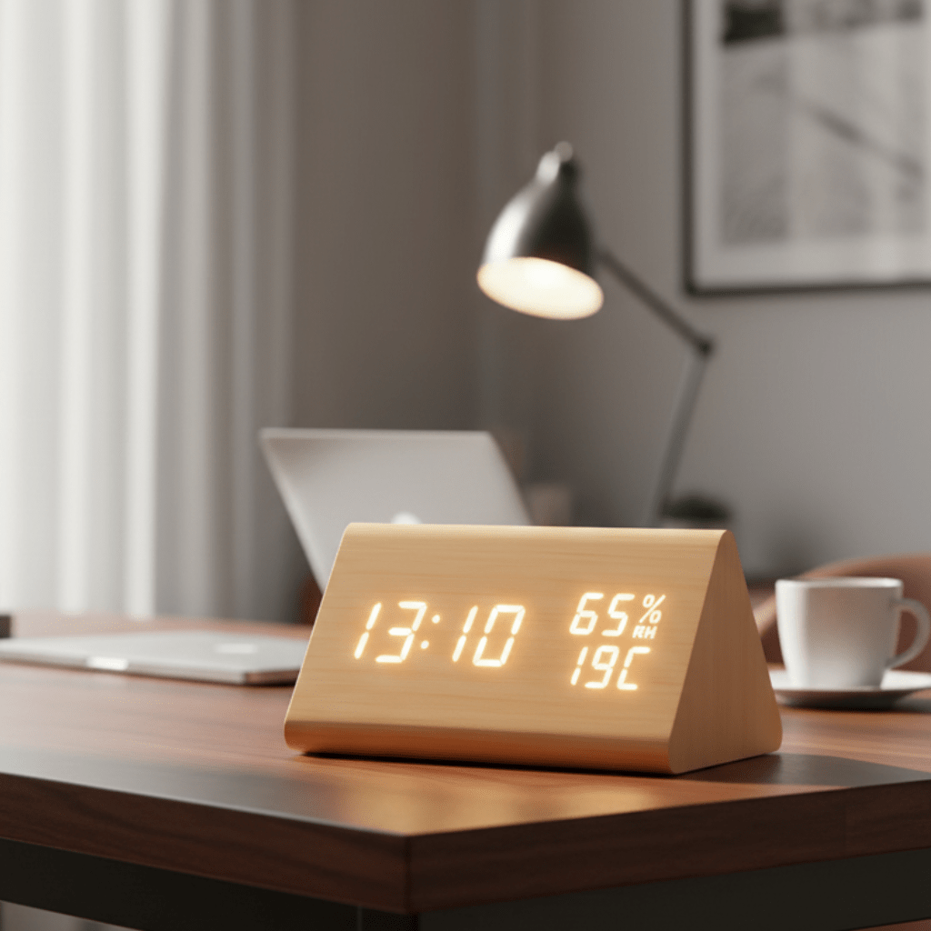 Digitale Houten Wekker met Temperatuurweergave