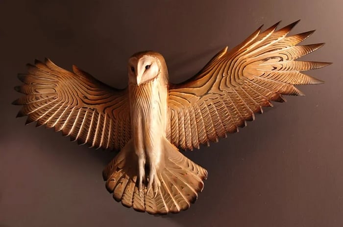 Majestueus Houten Wanddecoratie Uil