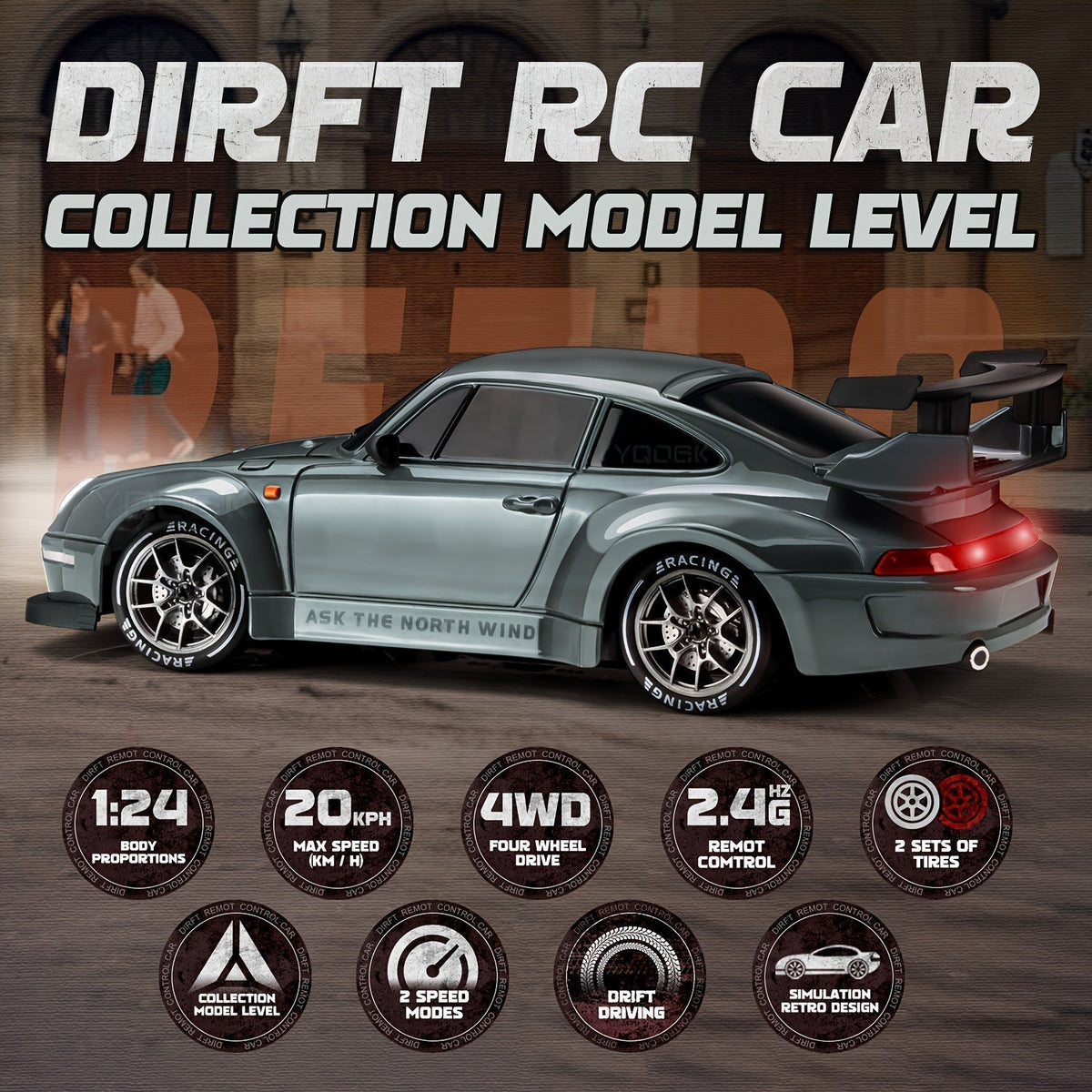 RC Drift Auto 1:24 4WD met LED Wielen