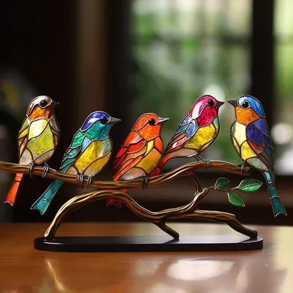 Gekleurde Acryl Vogels op Tak Decoratie