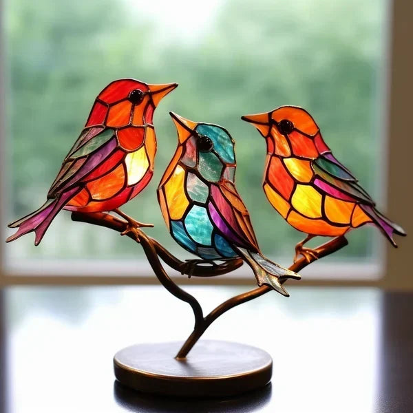 Gekleurde Acryl Vogels op Tak Decoratie