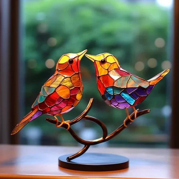 Gekleurde Acryl Vogels op Tak Decoratie