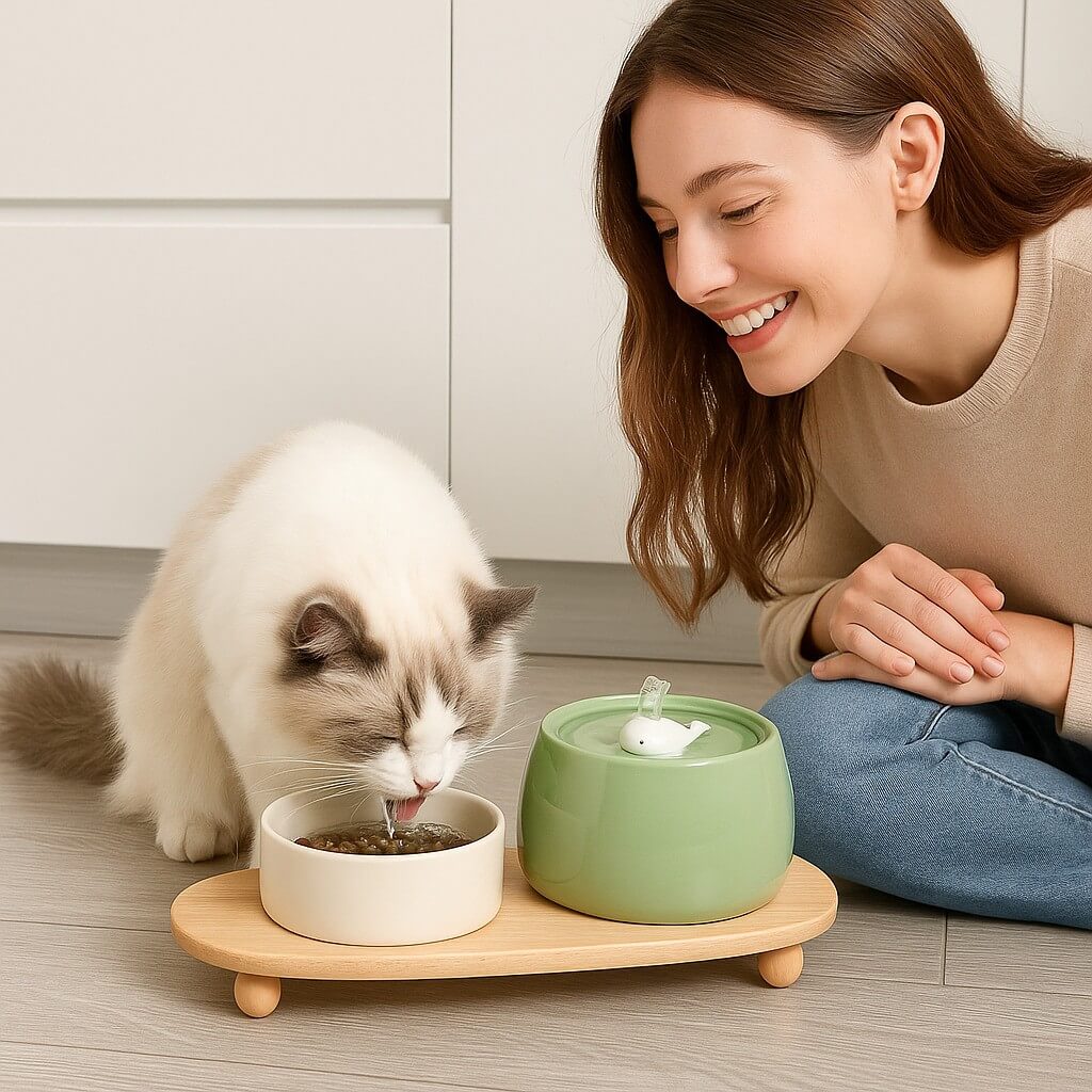Keramische drinkfontein voor katten