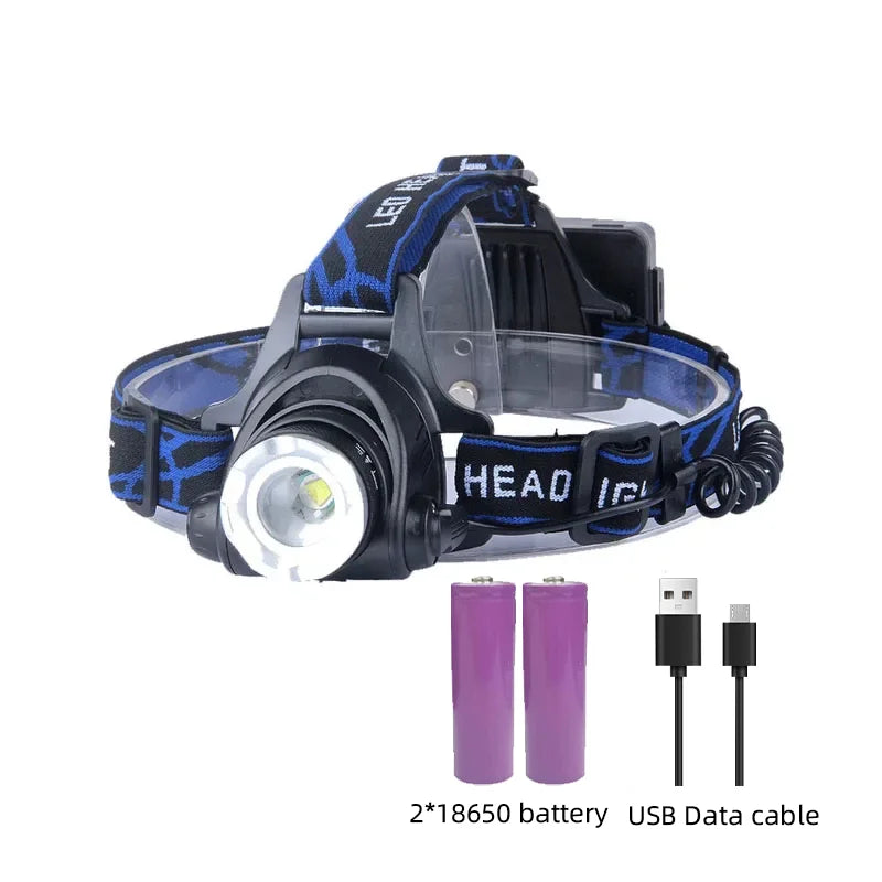Oplaadbare LED-koplamp met zoom
