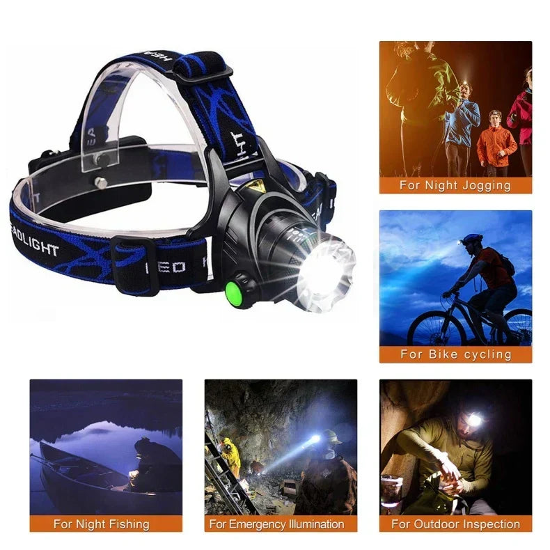 Oplaadbare LED-koplamp met zoom