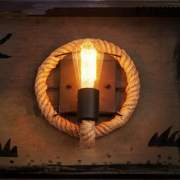 Vintage touw wandlamp
