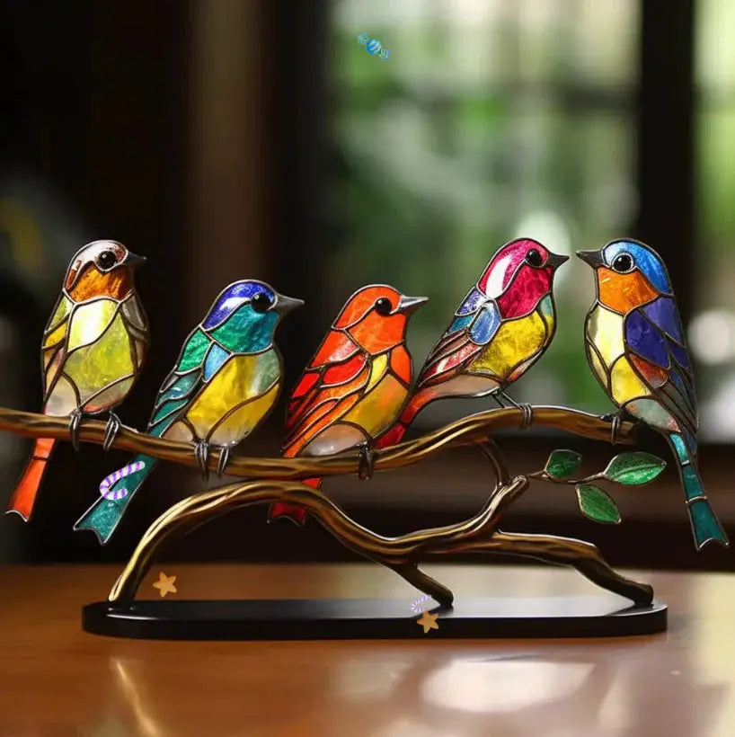 Kleurrijke vogel raamdecoratie