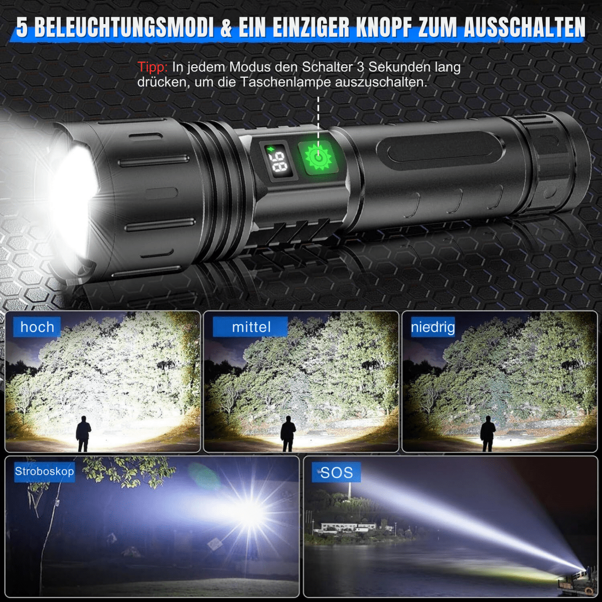 UltraBeam oplaadbare LED zaklamp
